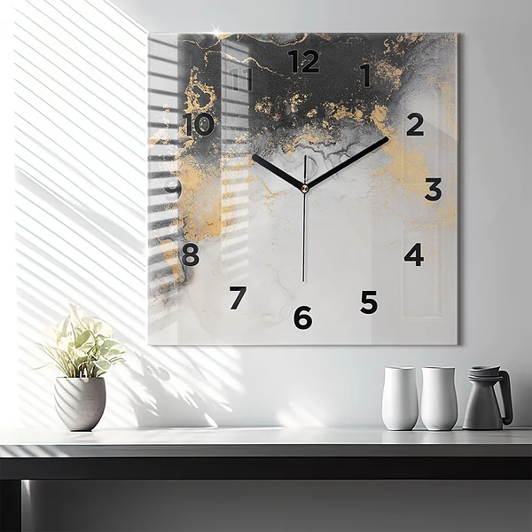 Wanduhr quadratisch Marmor-Kunst