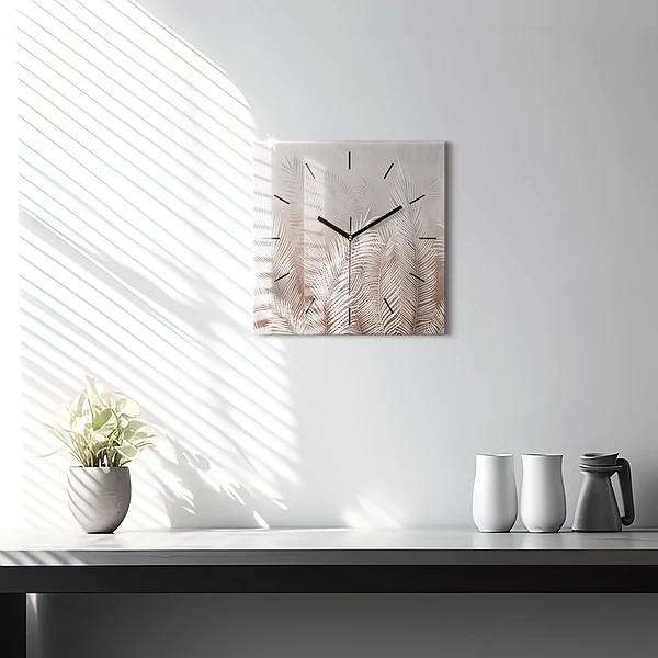 Wanduhr quadratisch mit motiv Tropische Blätter