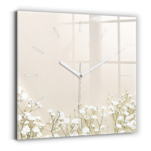 Wanduhr modern quadratisch Blühende Blumen