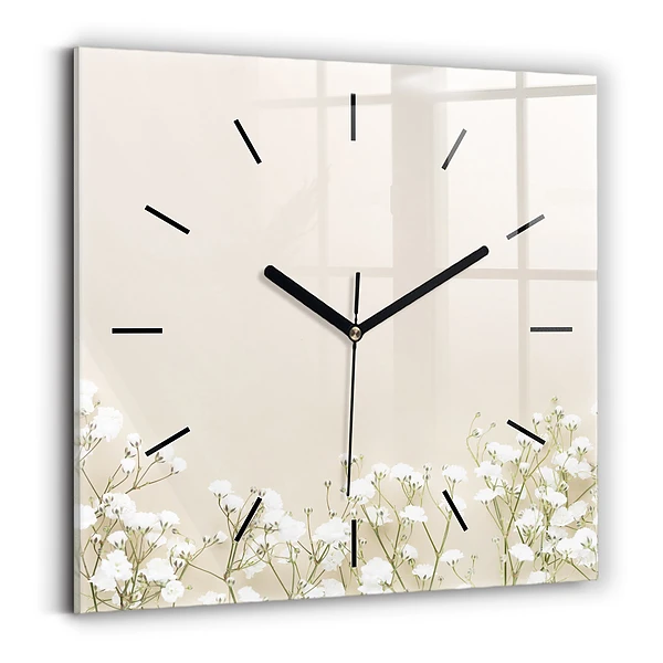 Wanduhr modern quadratisch Blühende Blumen