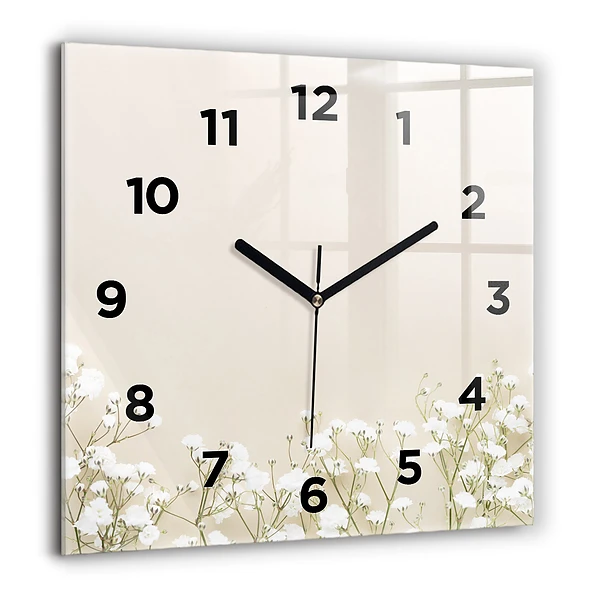 Wanduhr modern quadratisch Blühende Blumen