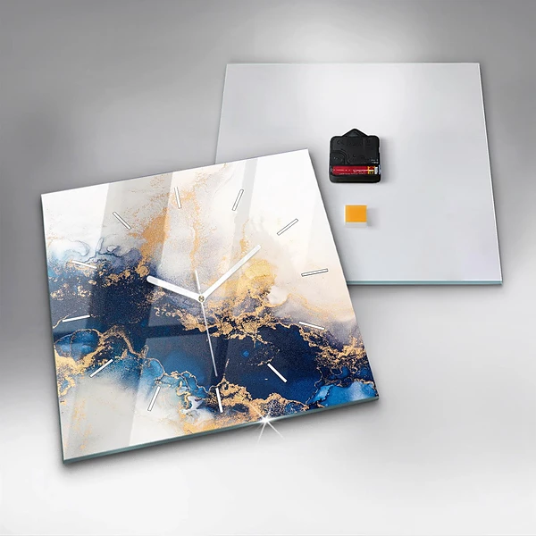 Wanduhr modern quadratisch Marmoriertes Muster