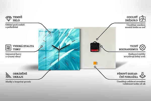 Wanduhr quadratisch Wasserfall zwischen Moos