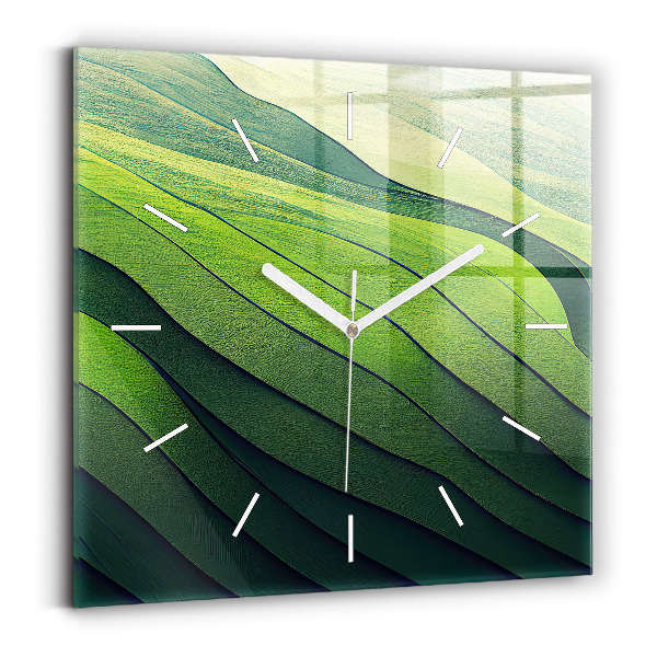 Wanduhr quadratisch mit motiv Abstrakte grüne Felder