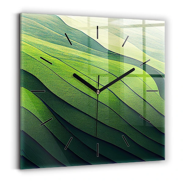 Wanduhr quadratisch mit motiv Abstrakte grüne Felder