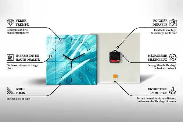 Wanduhr quadratisch mit motiv Abstrakte grüne Felder