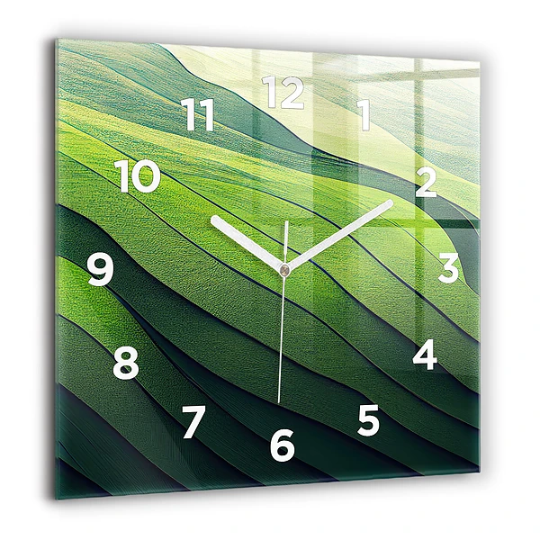 Wanduhr quadratisch mit motiv Abstrakte grüne Felder