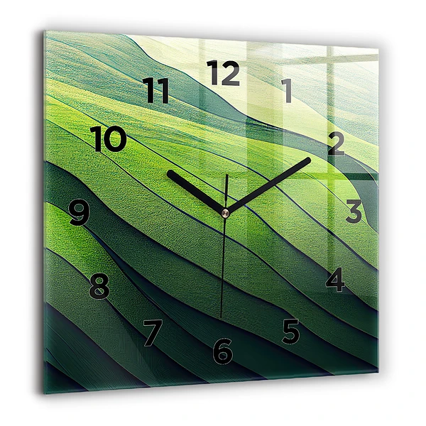 Wanduhr quadratisch mit motiv Abstrakte grüne Felder