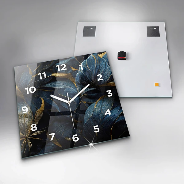 Wanduhr quadratisch Dekorative Blumen