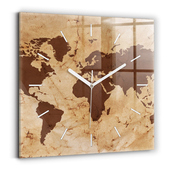 Wanduhr quadratisch mit motiv Alte Weltkarte