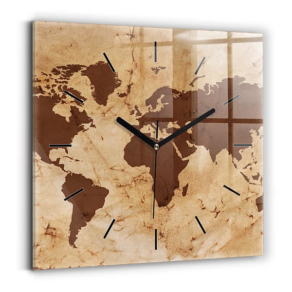 Wanduhr quadratisch mit motiv Alte Weltkarte