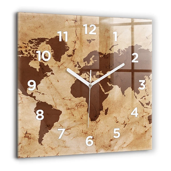 Wanduhr quadratisch mit motiv Alte Weltkarte