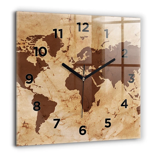 Wanduhr quadratisch mit motiv Alte Weltkarte