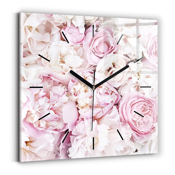 Wanduhr quadratisch Dekorative Blumen