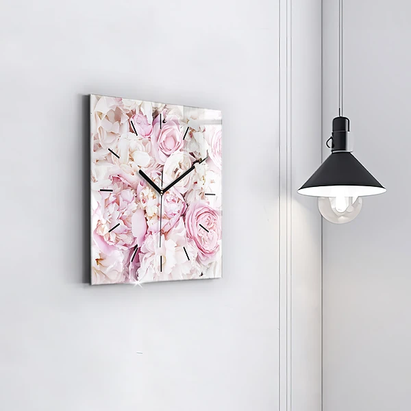 Wanduhr quadratisch Dekorative Blumen