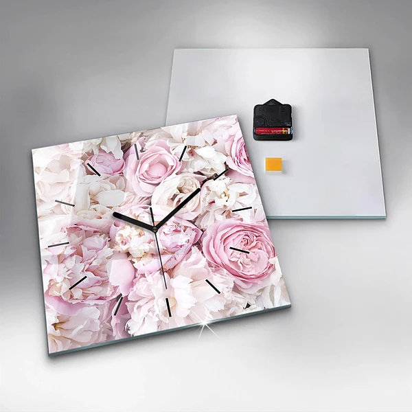 Wanduhr quadratisch Dekorative Blumen
