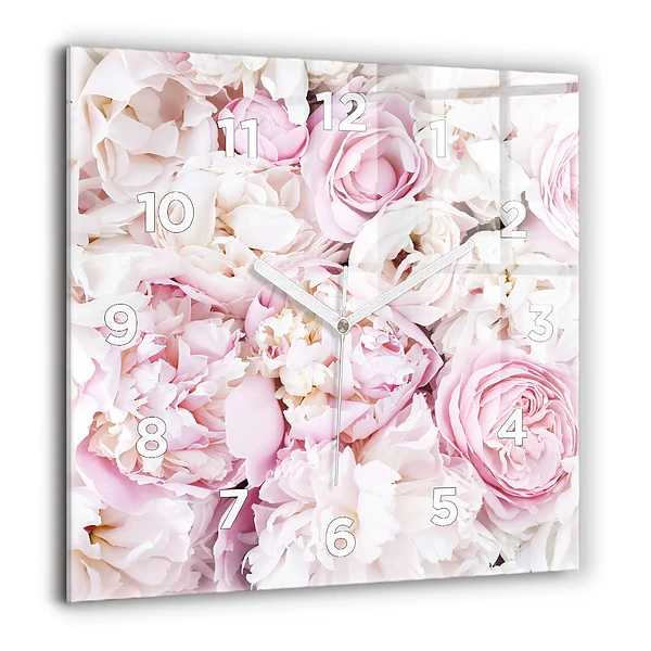 Wanduhr quadratisch Dekorative Blumen