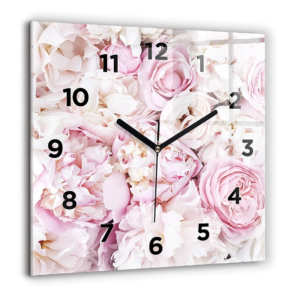 Wanduhr quadratisch Dekorative Blumen
