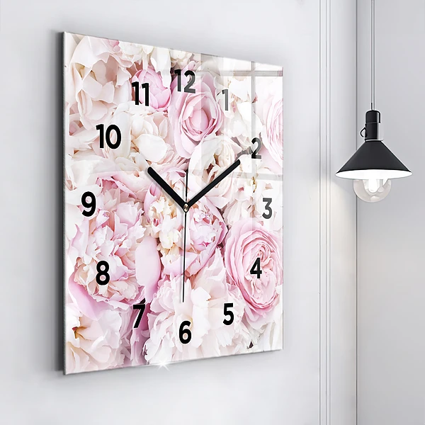 Wanduhr quadratisch Dekorative Blumen