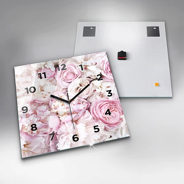 Wanduhr quadratisch Dekorative Blumen