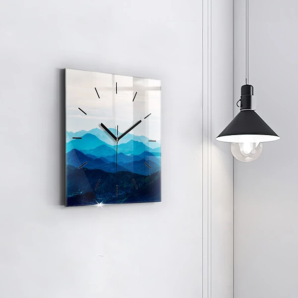 Wanduhr modern quadratisch Aquarell Berg