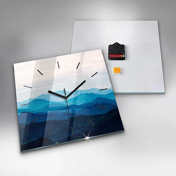 Wanduhr modern quadratisch Aquarell Berg