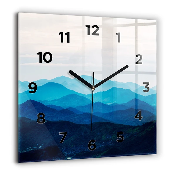 Wanduhr modern quadratisch Aquarell Berg