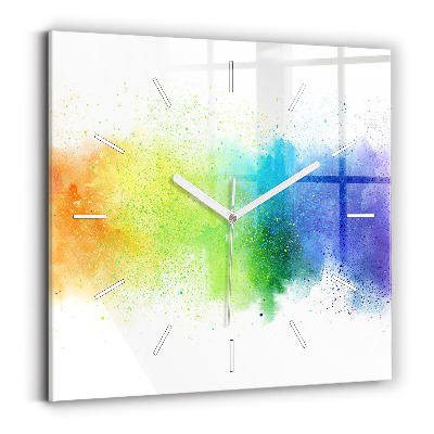 Wanduhr quadratisch Abstrakter Regenbogen