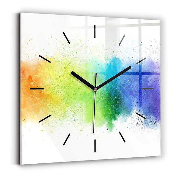 Wanduhr quadratisch Abstrakter Regenbogen