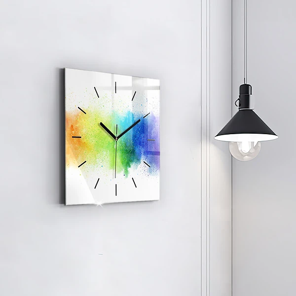 Wanduhr quadratisch Abstrakter Regenbogen