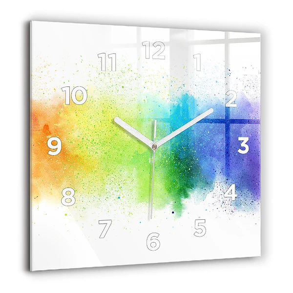 Wanduhr quadratisch Abstrakter Regenbogen