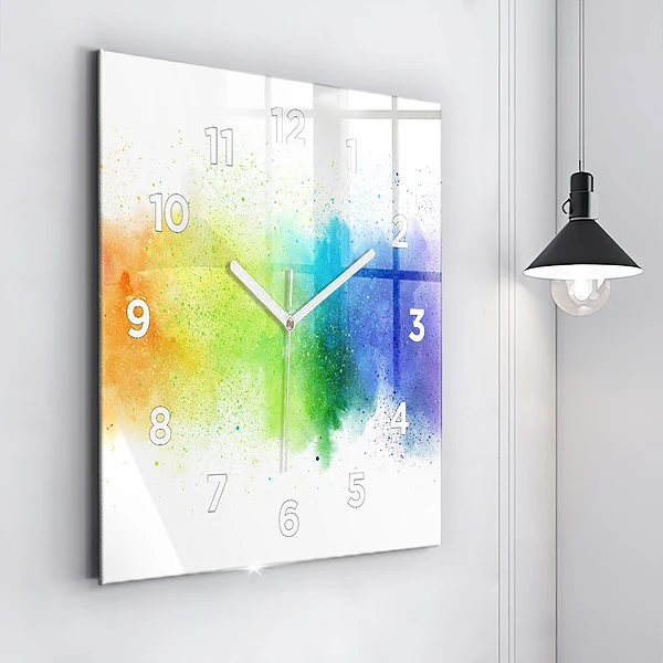 Wanduhr quadratisch Abstrakter Regenbogen