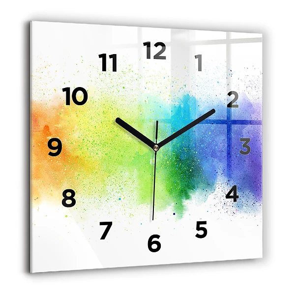 Wanduhr quadratisch Abstrakter Regenbogen