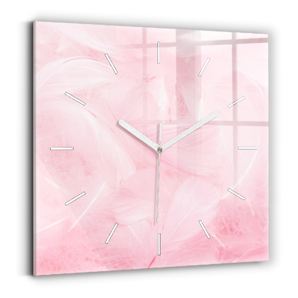 Wanduhr modern quadratisch Federn abstrakt