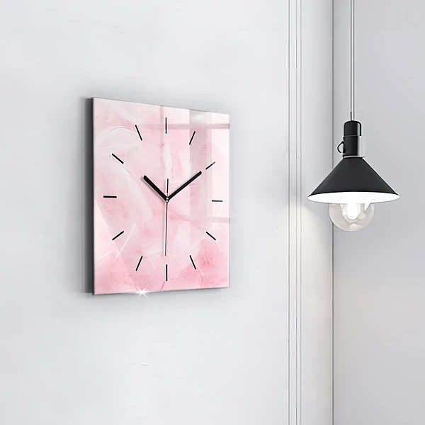 Wanduhr modern quadratisch Federn abstrakt