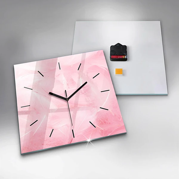Wanduhr modern quadratisch Federn abstrakt