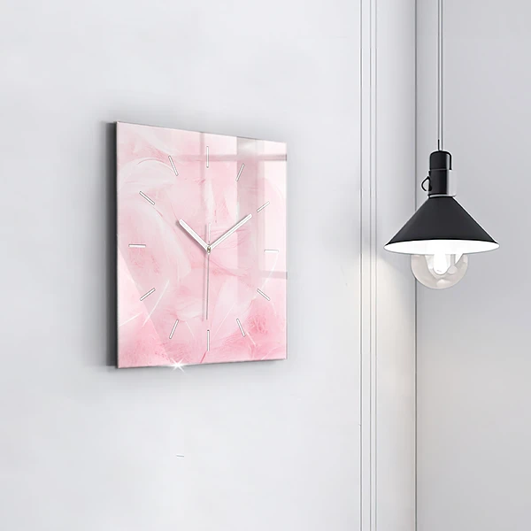 Wanduhr modern quadratisch Federn abstrakt
