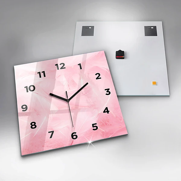 Wanduhr modern quadratisch Federn abstrakt