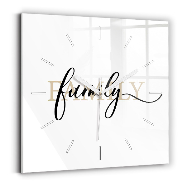 Wanduhr modern quadratisch Familieninschrift
