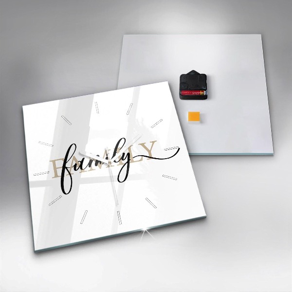 Wanduhr modern quadratisch Familieninschrift