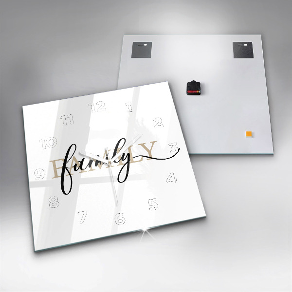Wanduhr modern quadratisch Familieninschrift
