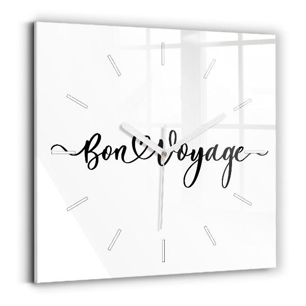 Wanduhr quadratisch Inschrift Bon voyage