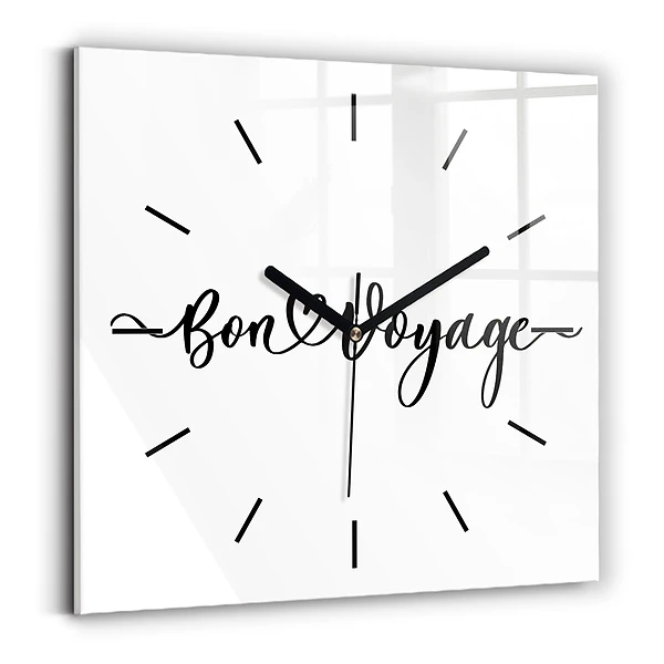 Wanduhr quadratisch Inschrift Bon voyage