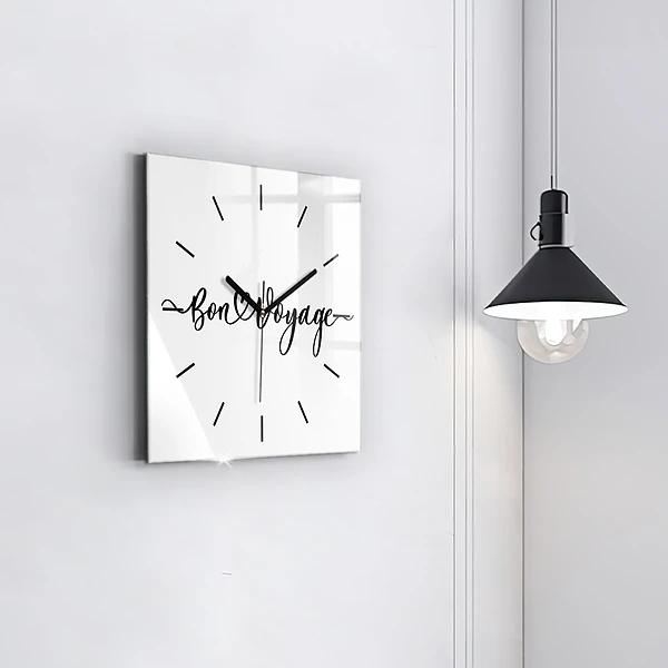Wanduhr quadratisch Inschrift Bon voyage