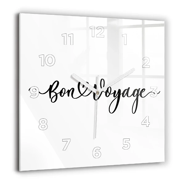 Wanduhr quadratisch Inschrift Bon voyage