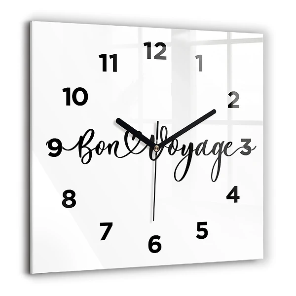 Wanduhr quadratisch Inschrift Bon voyage