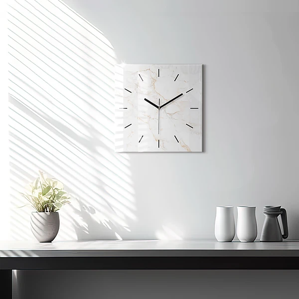 Wanduhr quadratisch mit motiv Eleganter Marmor