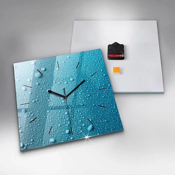 Wanduhr modern quadratisch Wassertropfen