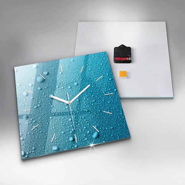 Wanduhr modern quadratisch Wassertropfen
