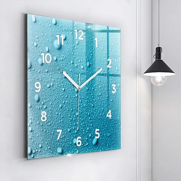 Wanduhr modern quadratisch Wassertropfen